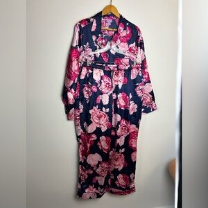 Amoureuse Slip Satin Pajama set Plus Size 18/20 Top Pants Floral comfortable